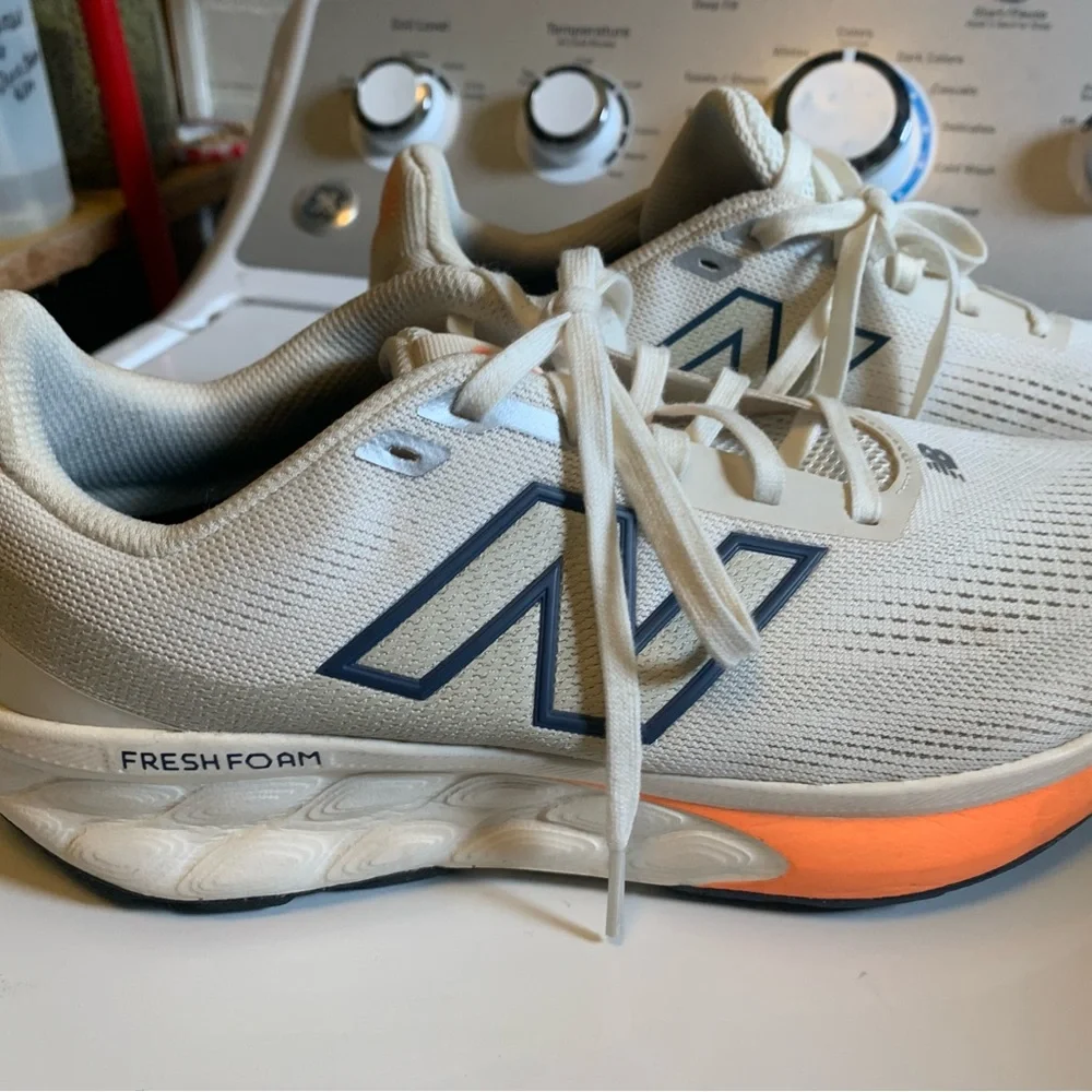 New Balance womens Neutral Running Shoes - Cream with Orange Accents
